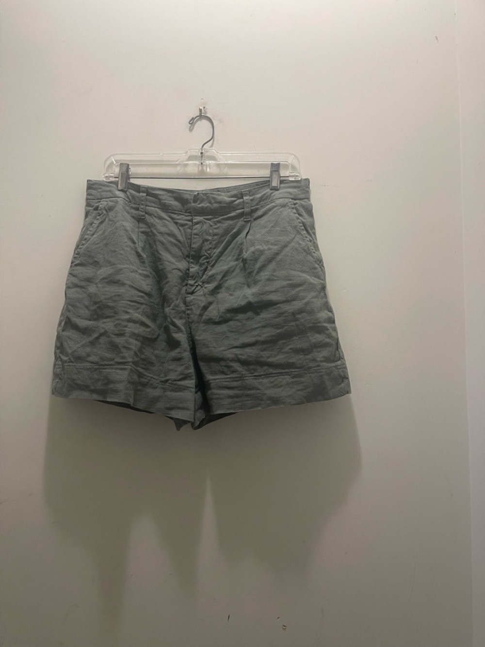 Frank & Eileen Sage Green Flat Front Linen Shorts